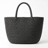 Vague Raffia handmade tote - black