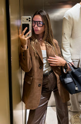 Vague tailored Suede Blazer- brown
