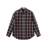 Plaid pattern button up shirt- Burgundy