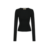 Vague long sleeve crewneck shirt-
- Black