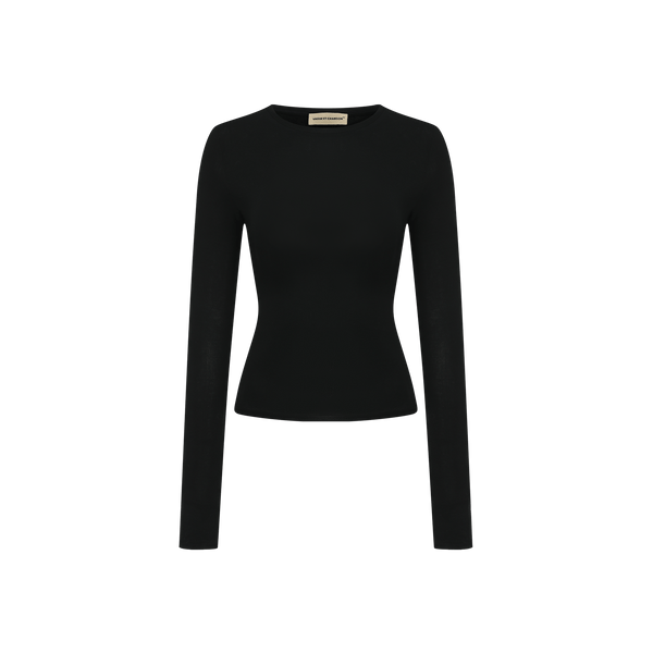 Vague long sleeve crewneck shirt-
- Black