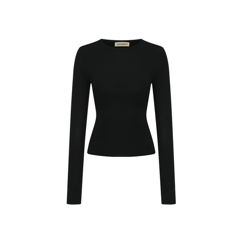 Vague long sleeve crewneck shirt-
- Black