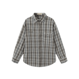 Vague plaid flannel button up shirt- Grey & blue