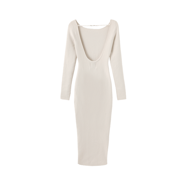 Vague open back knit dress- Cream