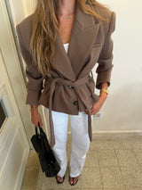 Vague wool belt jacket