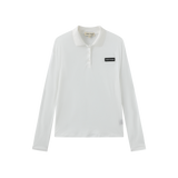 Vague sheer long sleeve polo shirt- White