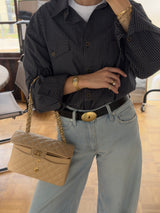 Vague plaid button up shirt- Blue