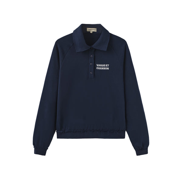 Vague French Terry polo sweatshirt- Blue