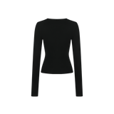 Vague long sleeve crewneck shirt-
- Black