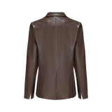 Vague Leather Blazer- Brown