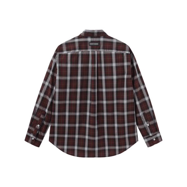 Plaid pattern button up shirt- Burgundy