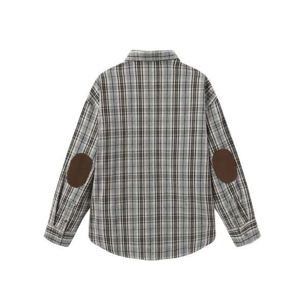 Vague plaid flannel button up shirt- Grey & blue