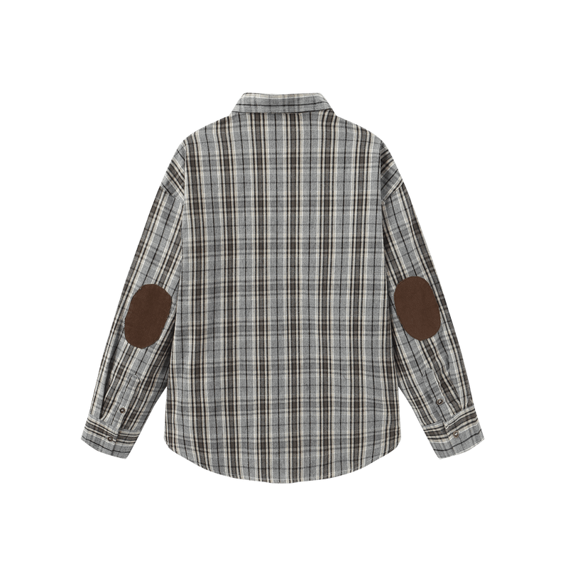 Vague plaid flannel button up shirt- Grey & blue