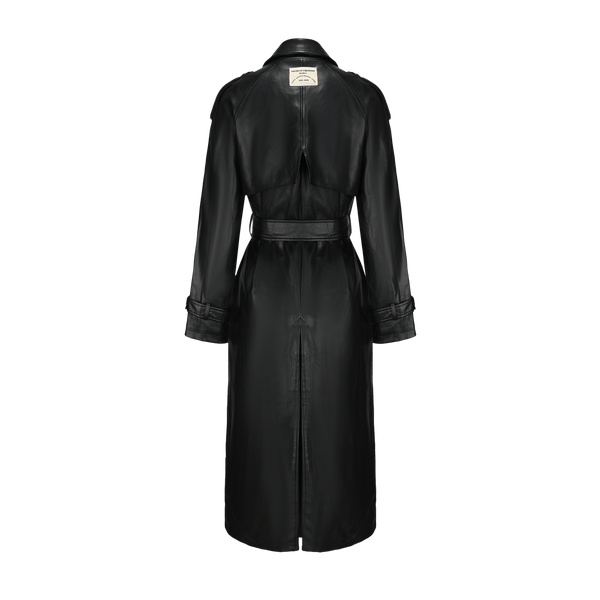 Vague the leather trench- black