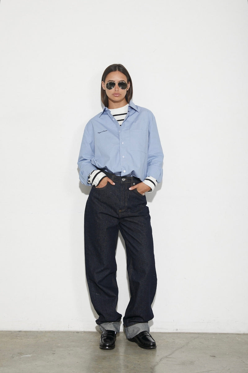 Vague oversized button up shirt- Blue