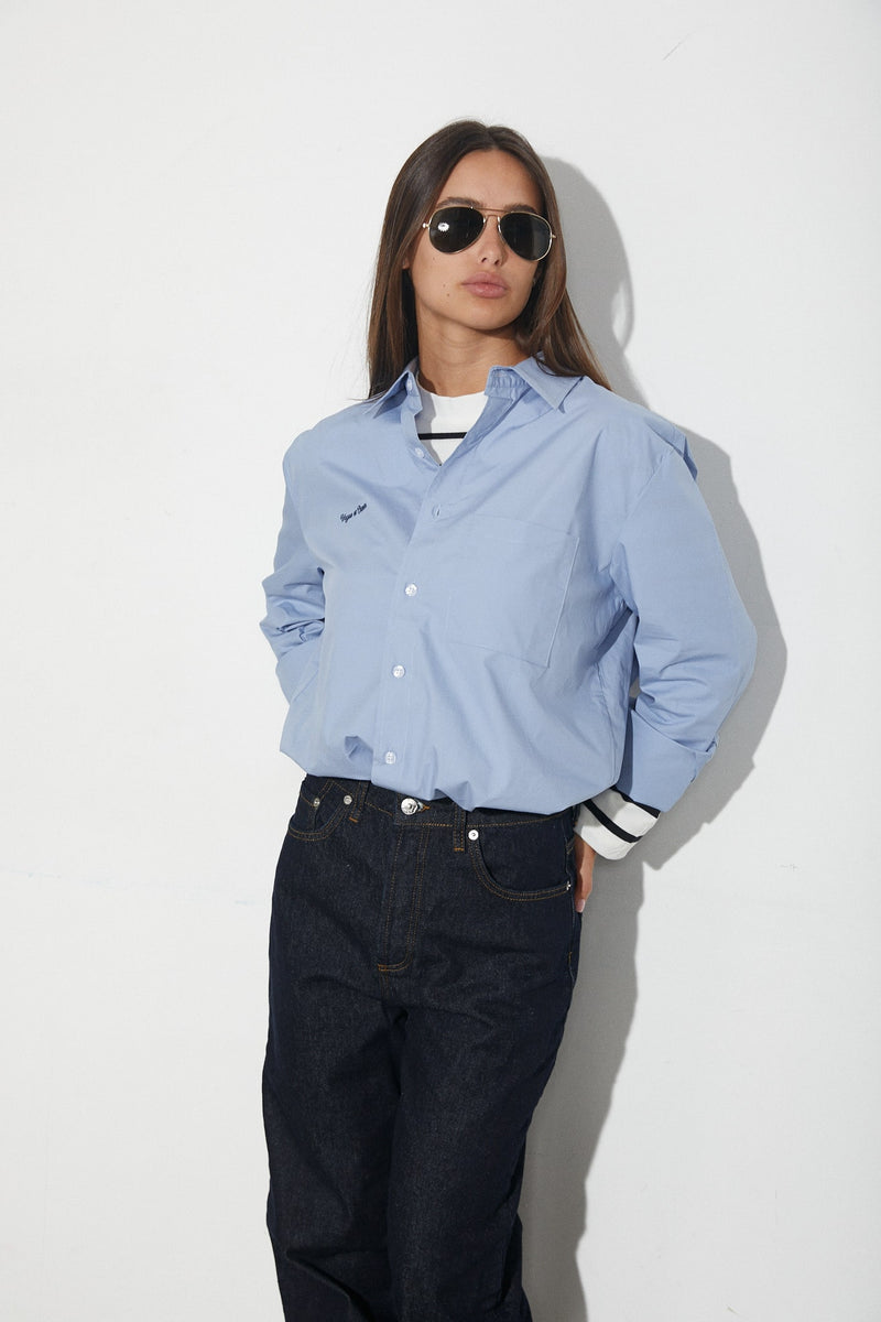 Vague oversized button up shirt- Blue