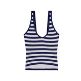 Vague terrycloth collar tank top- stripes