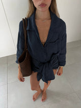 Vague linen button up shirt - Blue