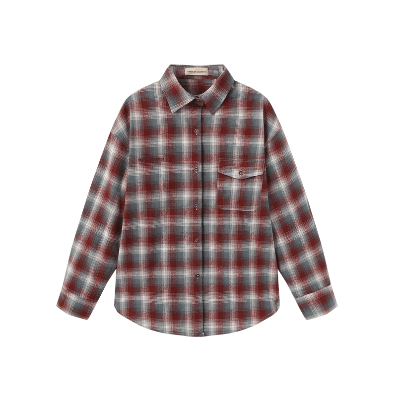 Vague plaid flannel button up shirt- Red & blue