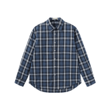 Plaid pattern button up shirt- Blue