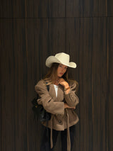 Vague wool belt jacket
