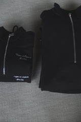 Vague zipper classic sweater- Black
