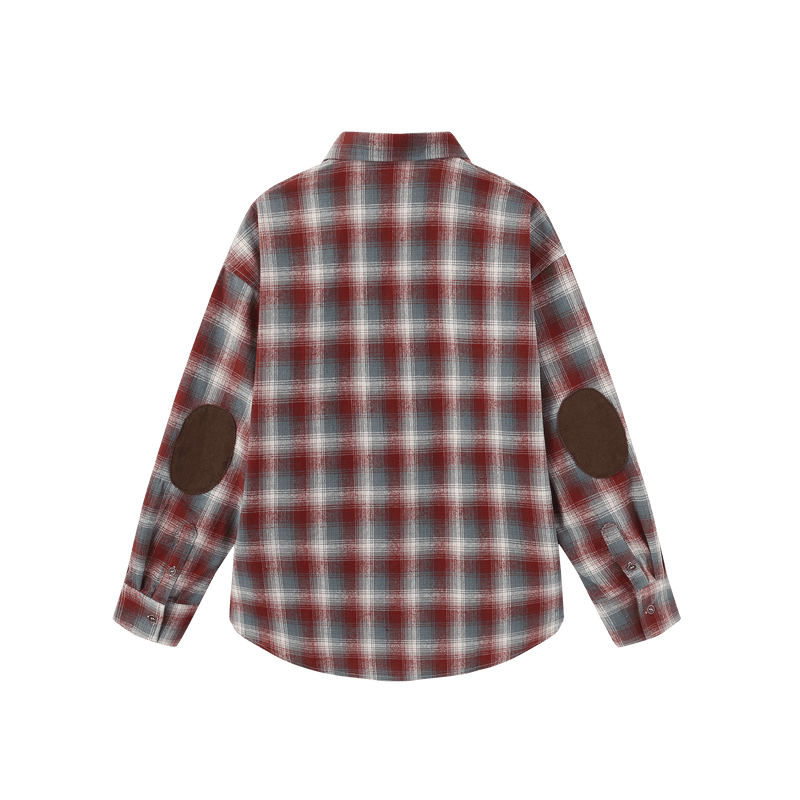 Vague plaid flannel button up shirt- Red & blue