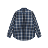 Plaid pattern button up shirt- Blue