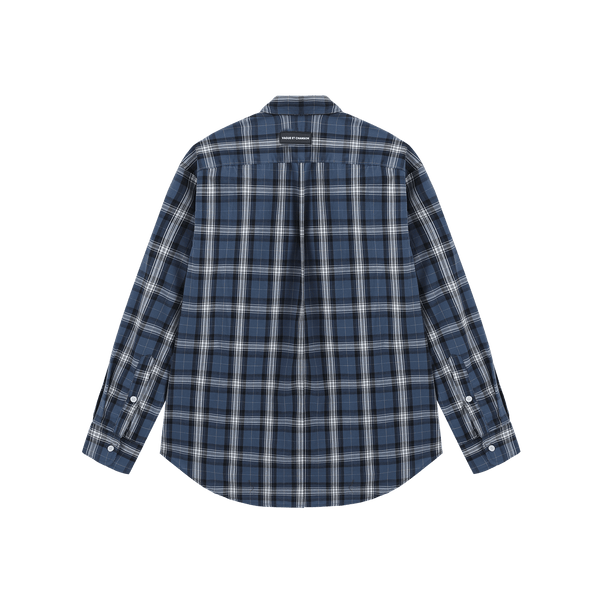 Plaid pattern button up shirt- Blue