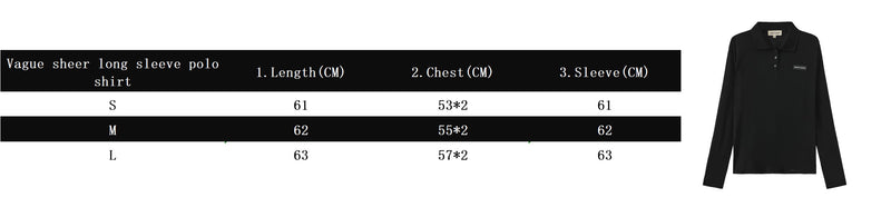 Vague sheer long sleeve polo shirt- Black