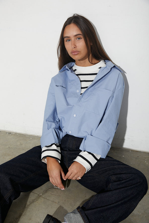 Vague oversized button up shirt- Blue