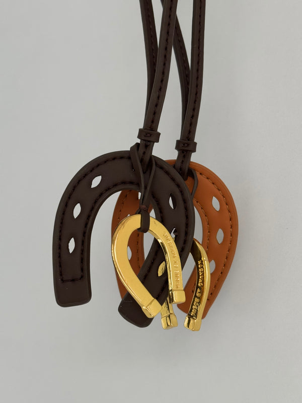 Vague leather Horseshoe Charm and keychain- Dark brown