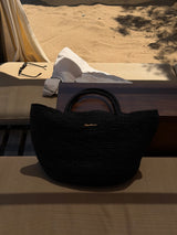 Vague Raffia handmade tote - black