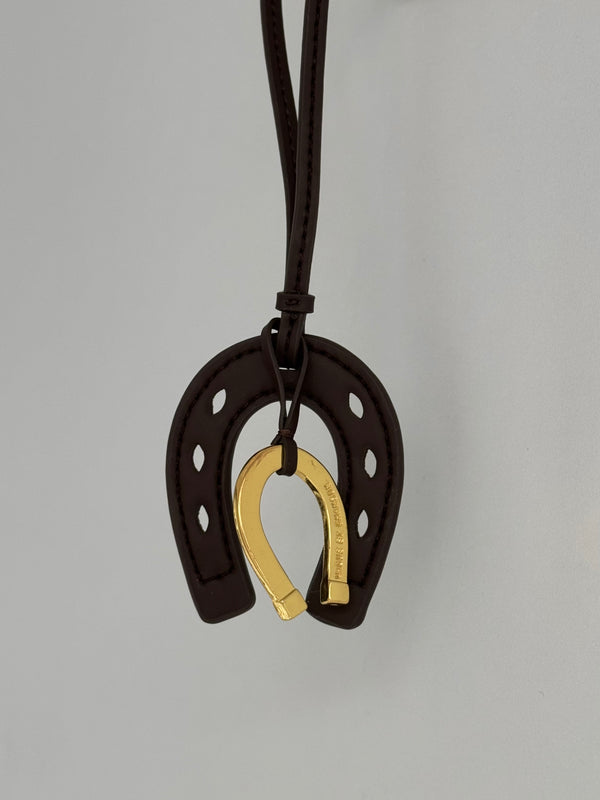Vague leather Horseshoe Charm and keychain- Dark brown