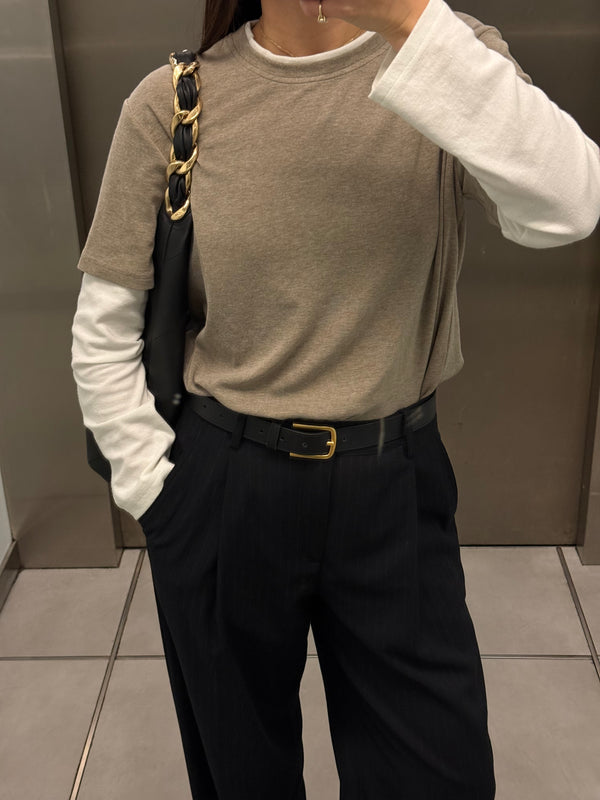 Vague layered Essential Tee- Beige