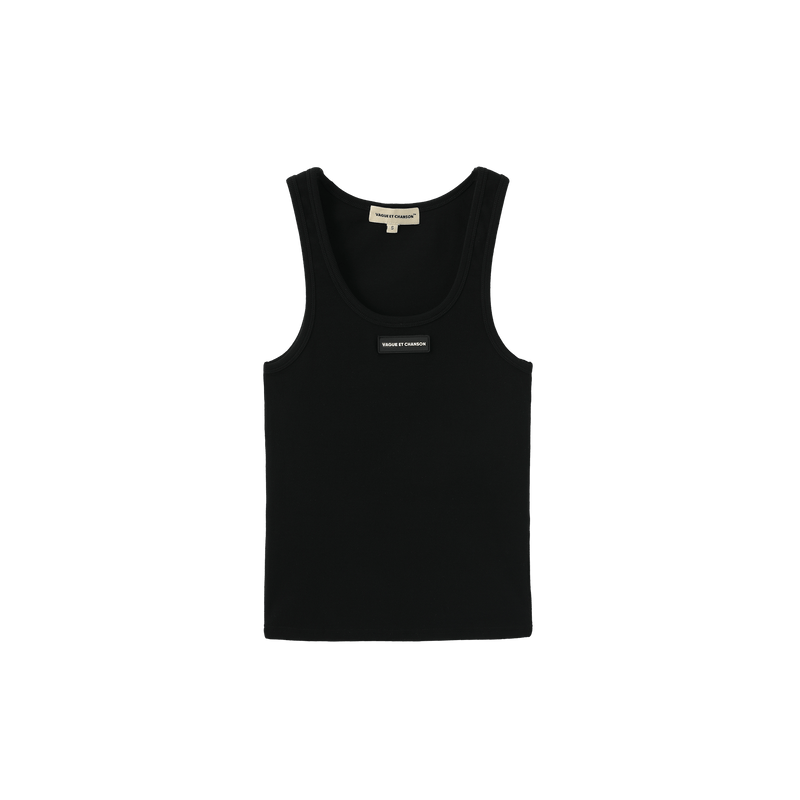Vague ribbed tank top no05 - Black