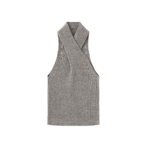 Vague knitted twist tank top- Grey