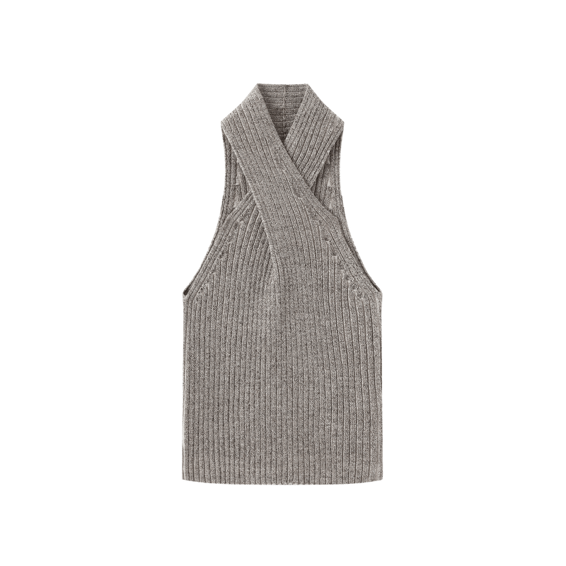 Vague knitted twist tank top- Grey