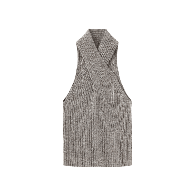 Vague knitted twist tank top- Grey