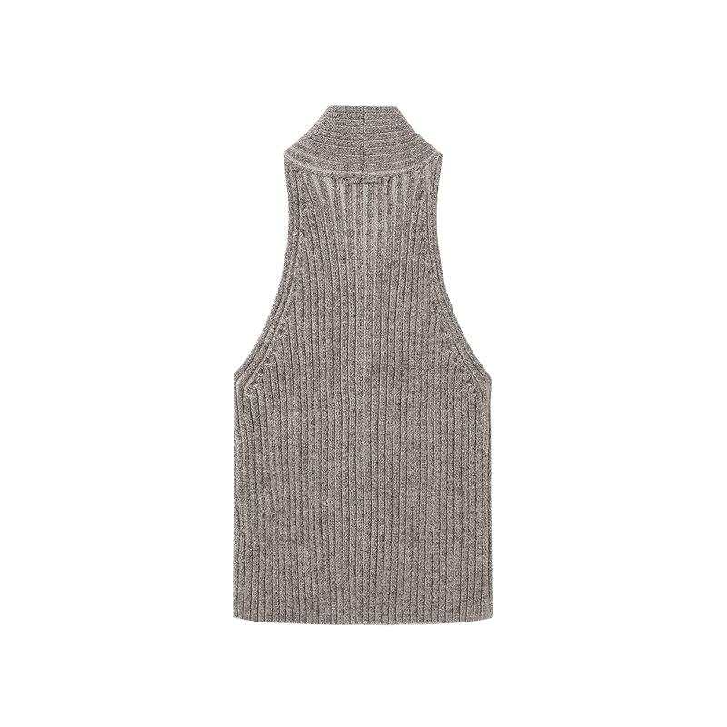 Vague knitted twist tank top- Grey