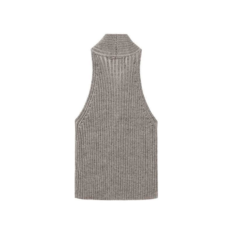 Vague knitted twist tank top- Grey