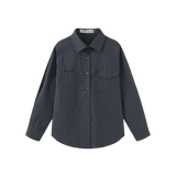 Vague plaid button up shirt- Blue