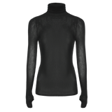 Vague sheer soft turtle neck shirt-  Black