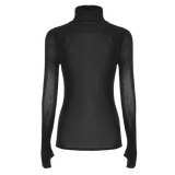 Vague sheer soft turtle neck shirt-  Black