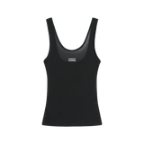Vague sheer knit tank top- Black