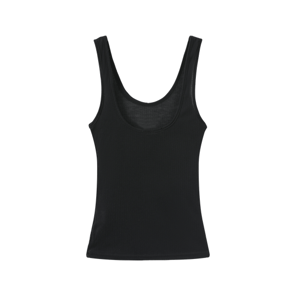 Vague sheer knit tank top- Black