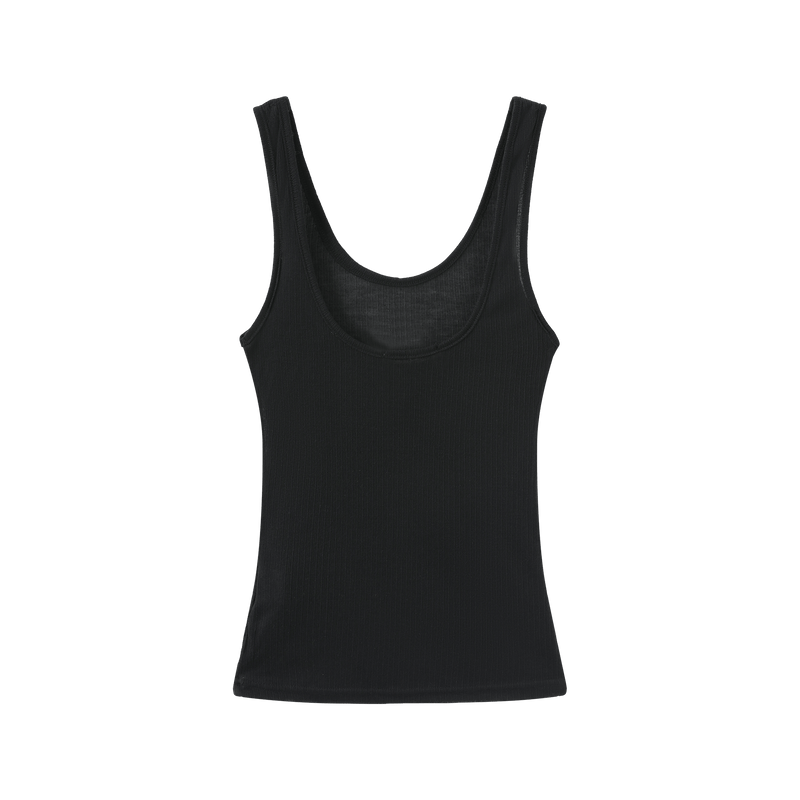 Vague sheer knit tank top- Black