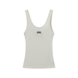 Vague sheer knit tank top- White