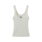 Vague sheer knit tank top- White