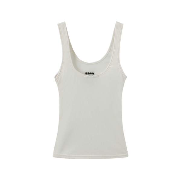 Vague sheer knit tank top- White